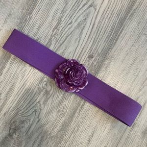 Purple stretchy resin rose flower vintage 80s belt